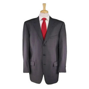 Joseph Abboud Gray Pinstripe Super 100's Wool 3-Btn Suit Made in USA 42L